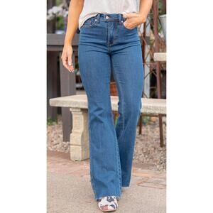 Judy Blue Jeans Flare Summer Nights Blue 3 26 Tummy Control Top Cut Hem JB88611